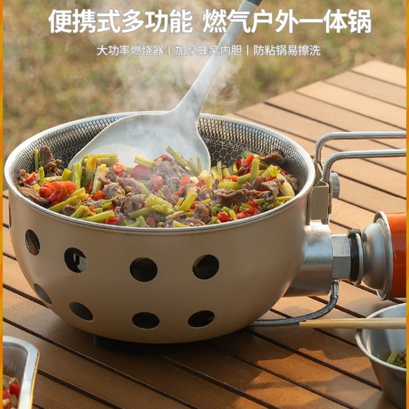 Camping Cooking One Pot - Tragbarer Outdoor-Kassettenherd, All-in-One-Kochtopf, Multifunktions-Kochgeschirr für Camping,