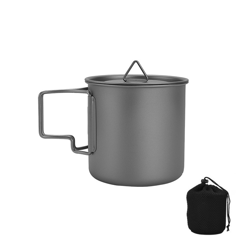 Camping Cooking Lightweight - Titan-Campingbecher mit Klappgriff Leichter Tragbarer Outdoor-Becher