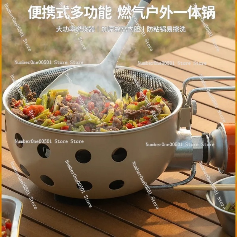 Camping Cooking One Pot - Tragbarer Outdoor-Kochtopf All-in-One Camping-Kochset für Reis,