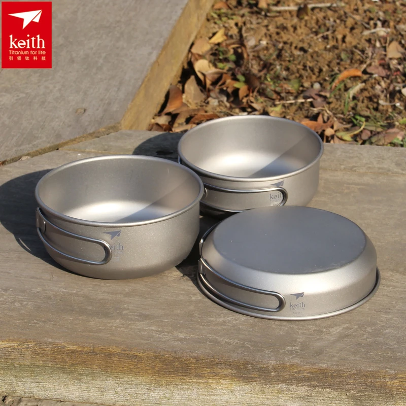 Camping Cooking Hardware - Keith 3pcs Titan Kochgeschirr Pfannen Schalen