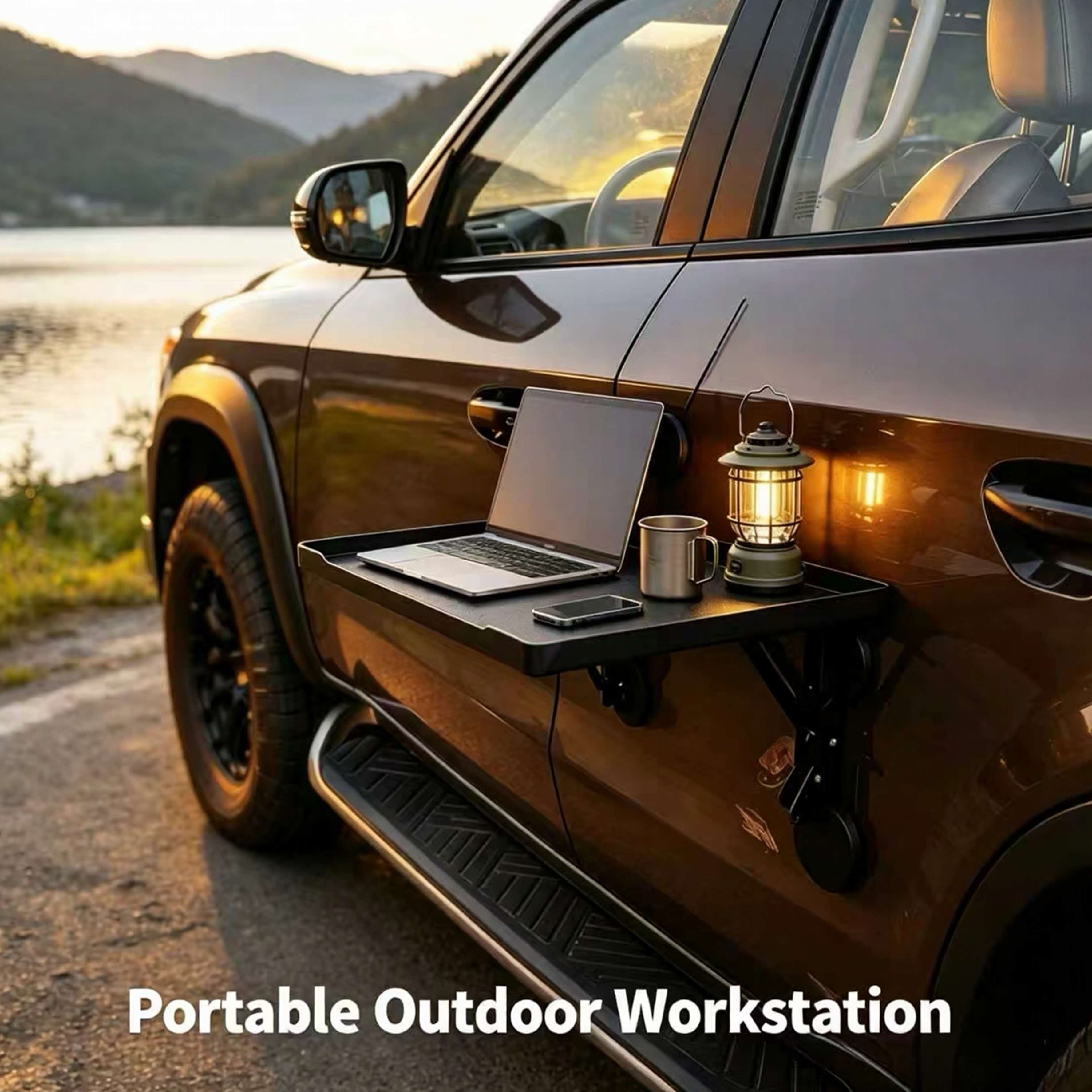 Camping Cooking Table Foldable - Magnetischer Klappbarer Auto-Seitentisch Tragbarer SUV-LKW-Türtisch Camping-Tablett