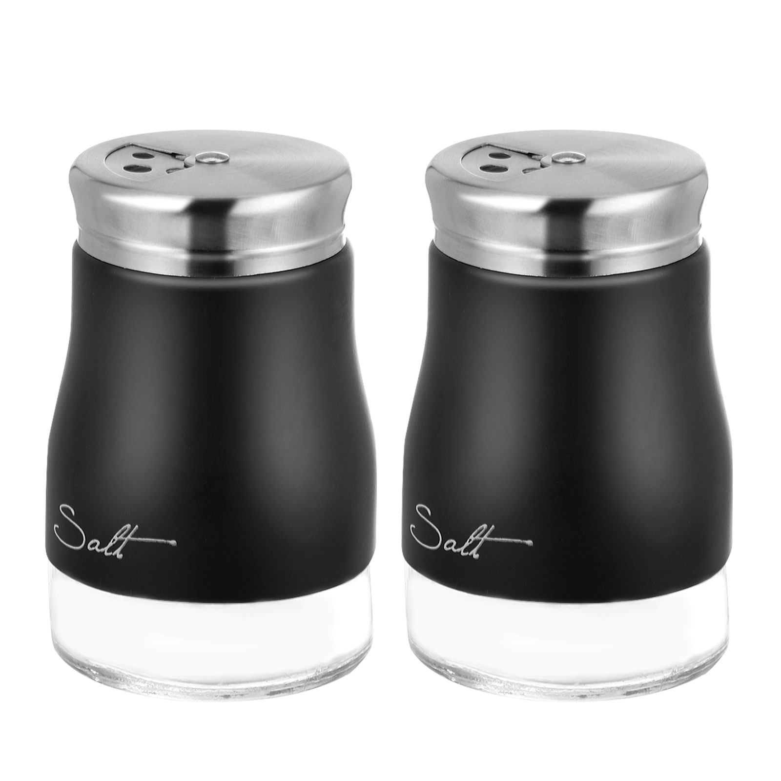Camping With Cooking - 2-teiliges Salzstreuer-Set aus Glas mit Edelstahlbehälter