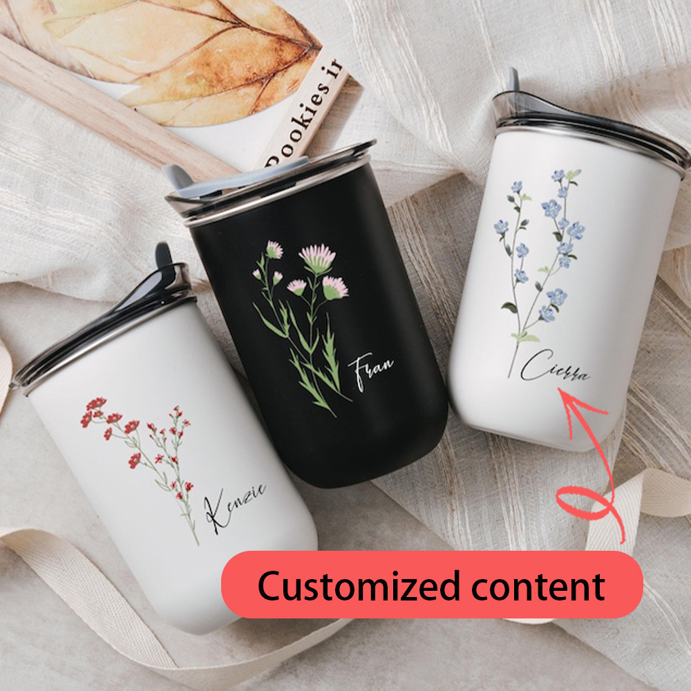 Camping Cooking Mug - Personalisierter Edelstahlbecher mit roten Wildblumen, personalisierter