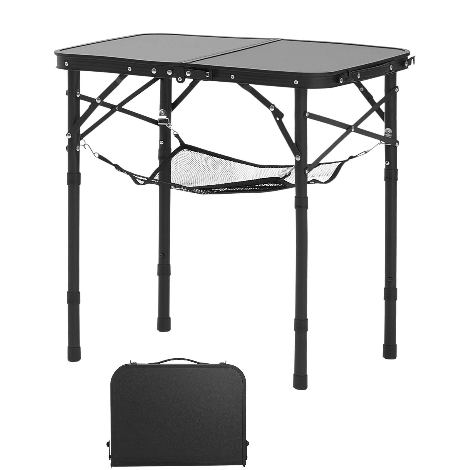 Camping Cooking Lightweight - Klappbarer Campingtisch, höhenverstellbare tragbare Beistelltische, Aluminium-MDF-Strandtisch