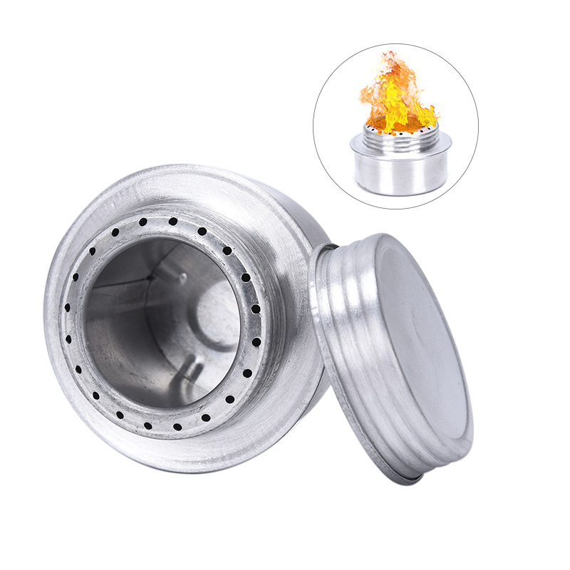 Camping Cooking Alcohol - Ultraleichter silberner Alkoholkocher, versiegeltes Deckel-Design, Camping-Heizung,