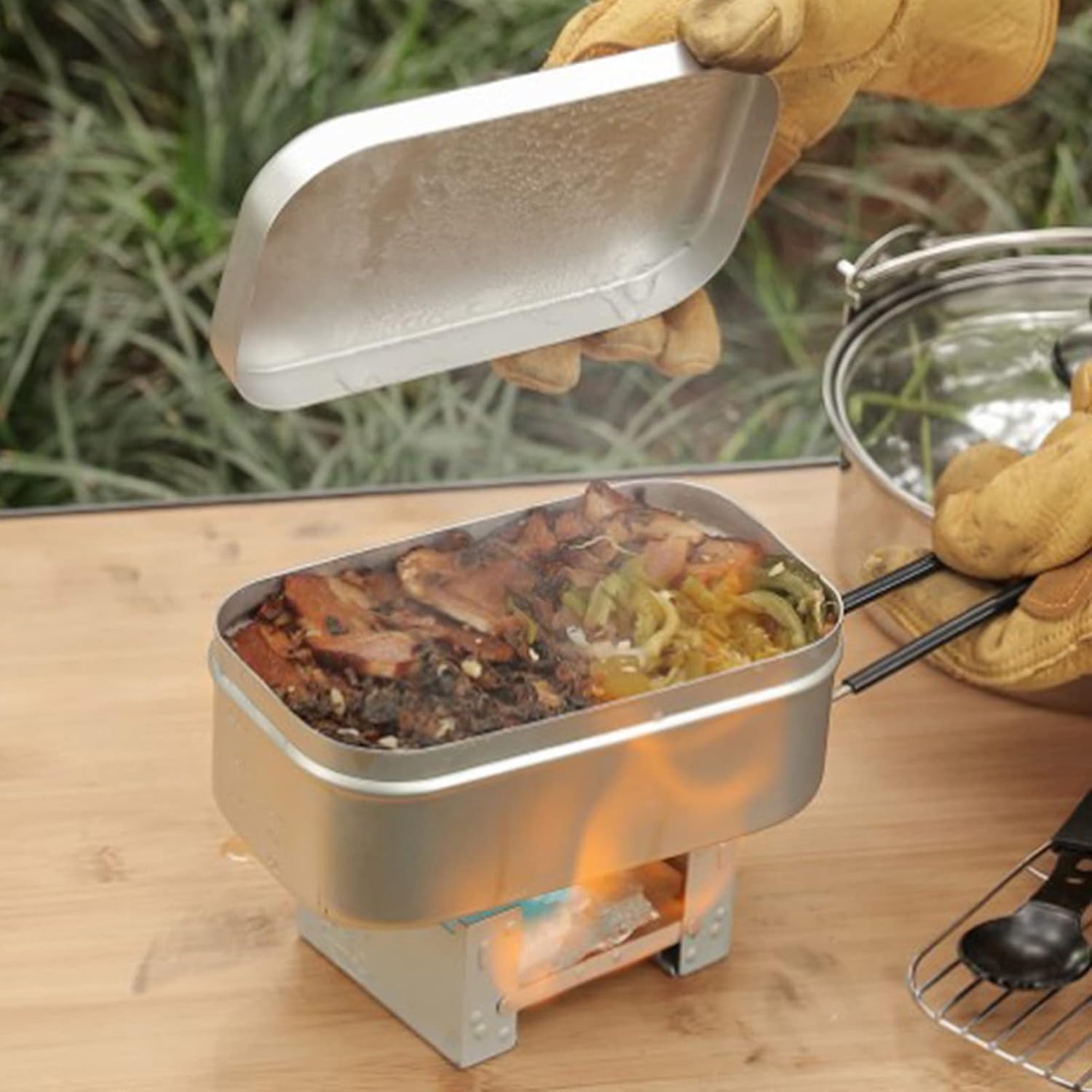 Camping Cooking Tin - Faltbarer Bento-Box-Griff, Lunchbehälter für Erwachsene, Camping-Kochgeschirr