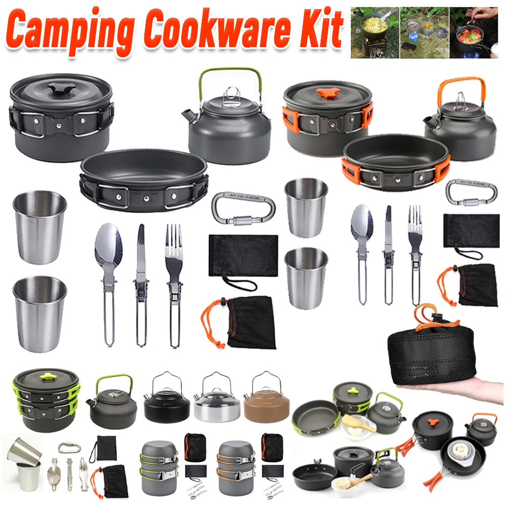 Camping Cooking Lightweight - Camping-Kochgeschirr-Set, Wasserkocher, Topf, Pfanne, Kochset, tragbar,