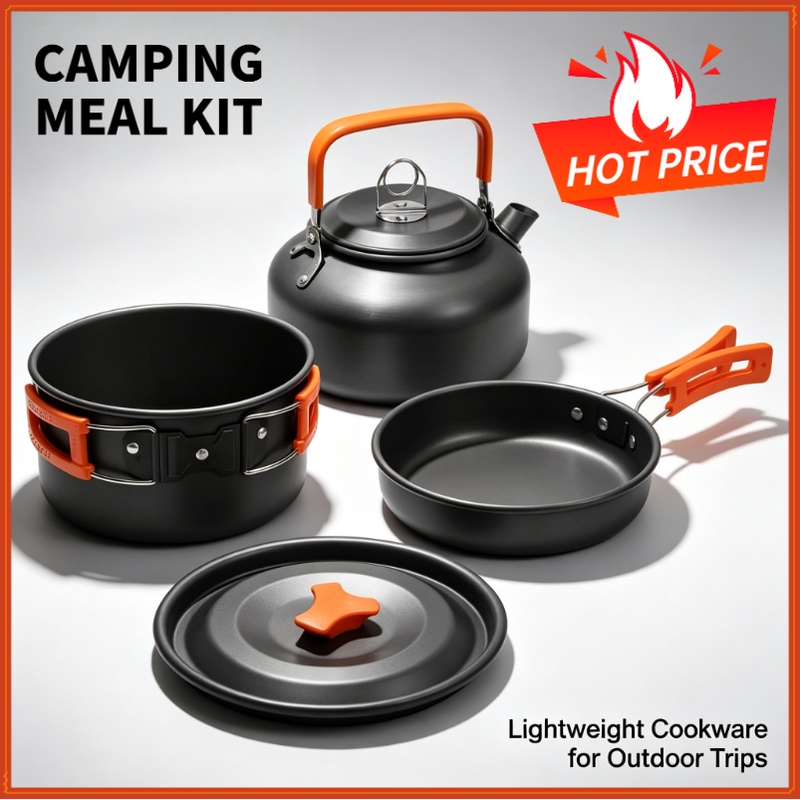 Camping Cooking Hardware - Camping-Kochset, Camping-Kochgeschirr, Reisegeschirr, Outdoor-Picknick-Set, Teekanne für